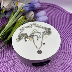 4 Layer Necklace With Purple‎ Crystals NEW